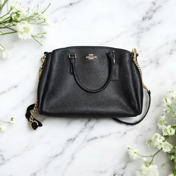 Coach Black And Gold Leather Women's Crossbosy Bag - Picture 16 of 16